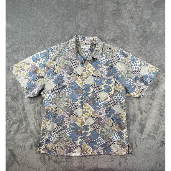Guess Jeans Other - Vintage 90s Guess‎ Mens M 100 Cotton USA Short Sleeve Button Up Shirt Patchwork
